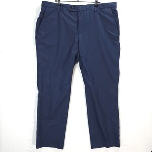 Sarar Men Dress Pants 40x29 Blue Pinstripe Stretch Flat Front Classic Office